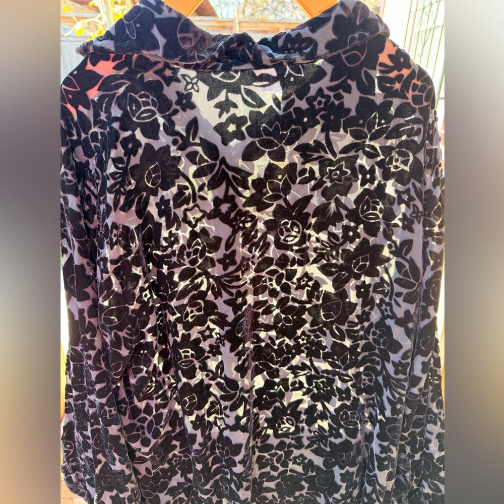 Suchada Burnout Velvet Floral Blouse‎ 2X | Sheer Boho Y2K Top Whimsygoth - Picture 9 of 9
